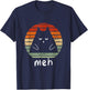 Vintage Black Cat Shirt Meh Cat Meow Kitty Cat Lover Men Women T-Shirt - T-Shirt | Navy