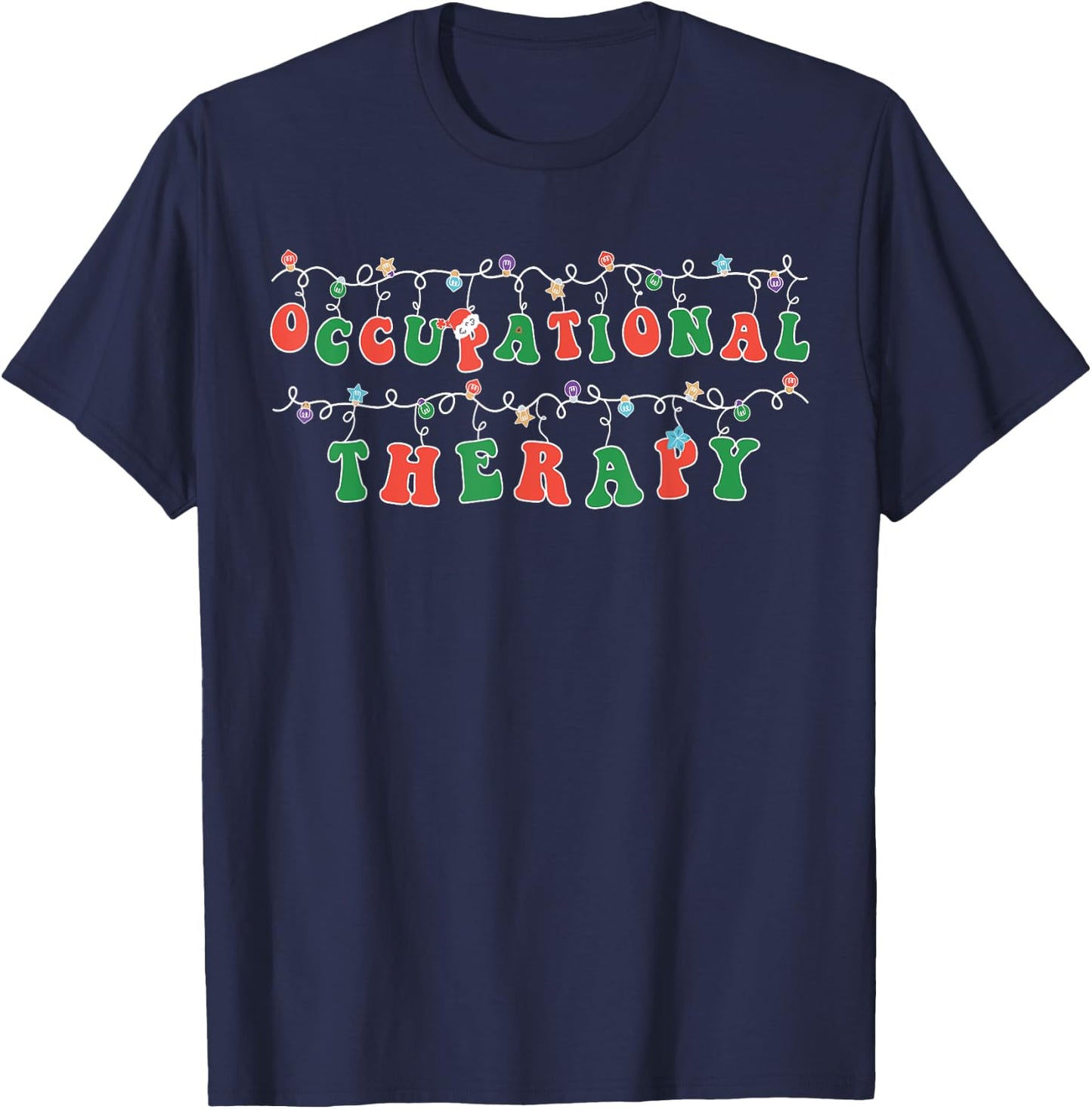 Occupational Therapy Christmas retro groovy OT Therapist T-Shirt - T-Shirt | Navy