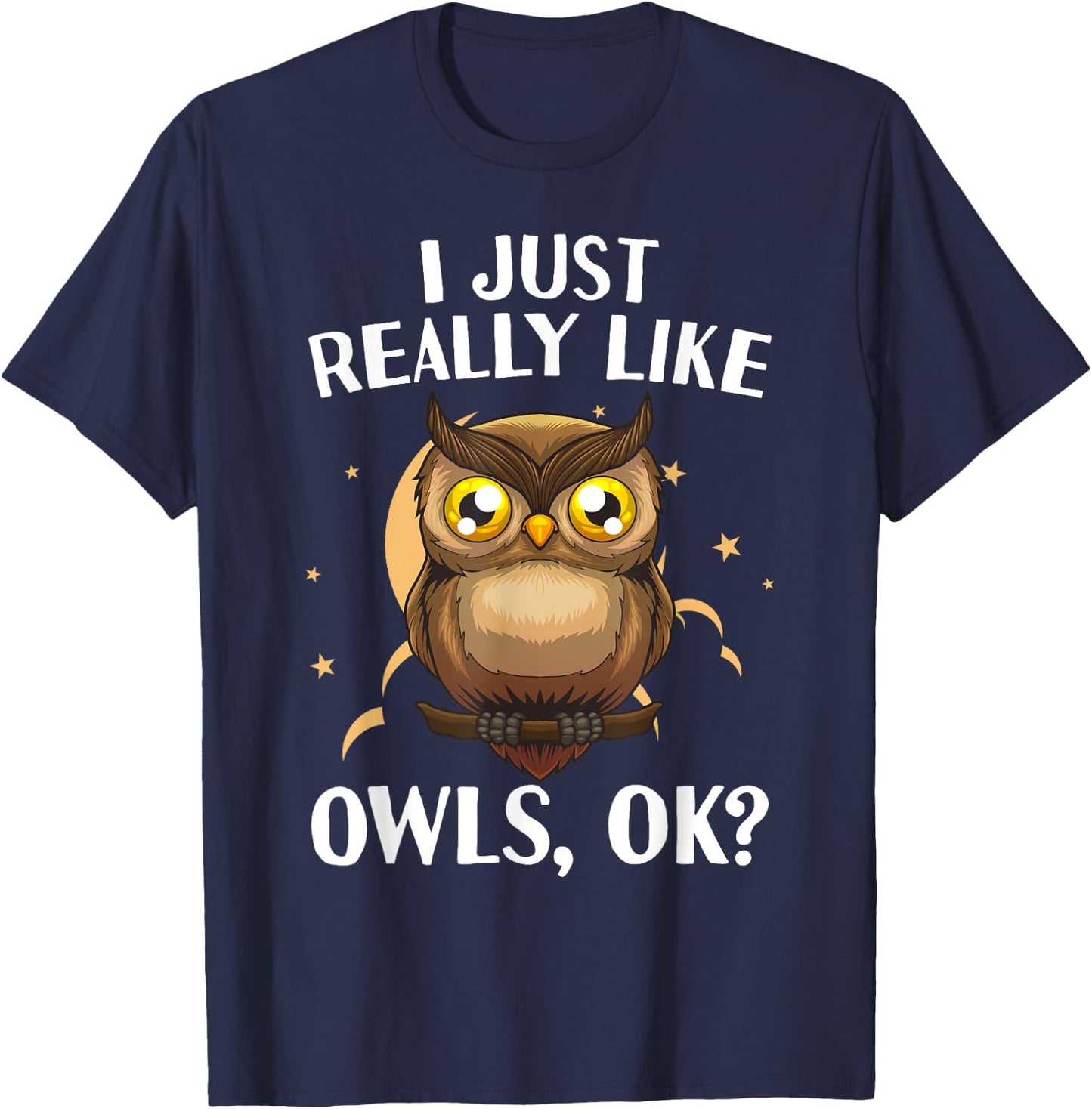 Cute Owl Design Women Kids Nocturnal Bird Owl Lover T-Shirt - T-Shirt | Navy