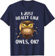 Cute Owl Design Women Kids Nocturnal Bird Owl Lover T-Shirt - T-Shirt | Navy