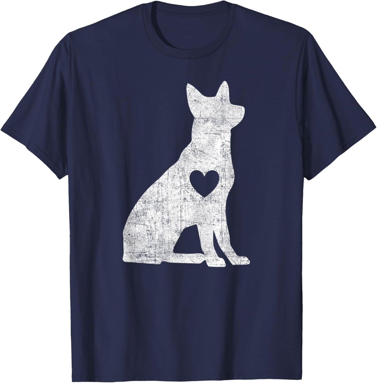 Vintage German Shepherd Heart Silhouette Dog Puppy Retro T-Shirt - T-Shirt | Navy