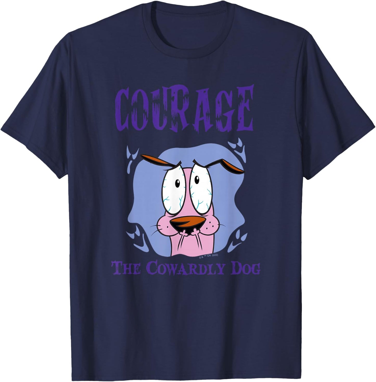 Courage The Cowardly Dog Frightened Poster T-Shirt - T-Shirt | Navy