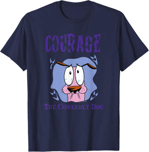 Courage The Cowardly Dog Frightened Poster T-Shirt - T-Shirt | Navy