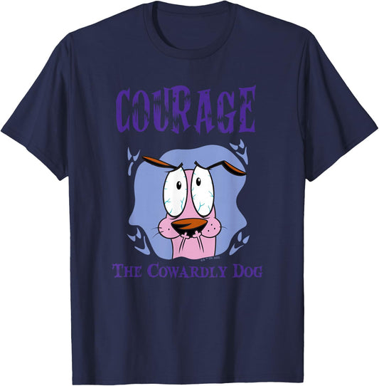 Courage The Cowardly Dog Frightened Poster T-Shirt - T-Shirt | Navy