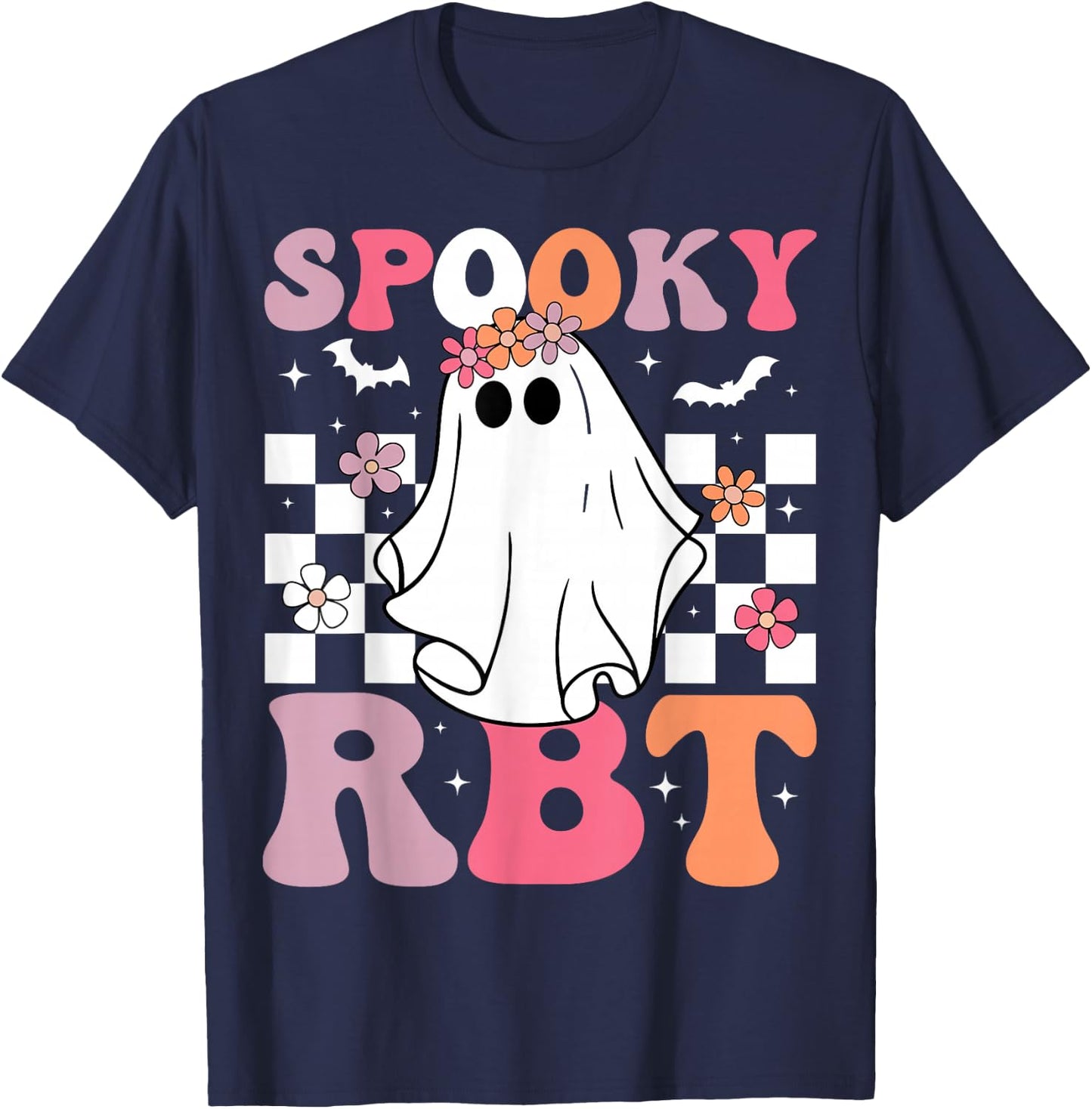Spooky RBT Ghost Halloween Registered Behavior Technician T-Shirt - T-Shirt | Navy