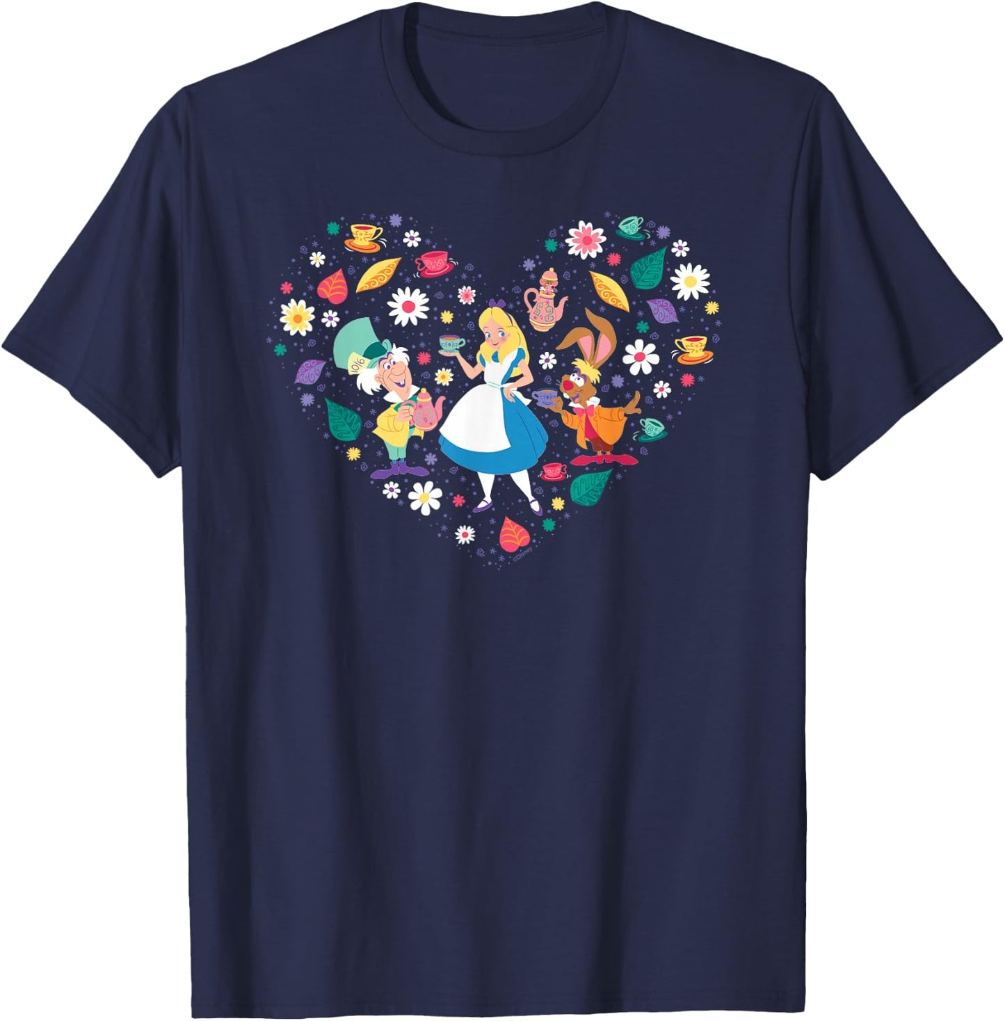 Disney Alice in Wonderland Tea Party Heart Valentine's Day T-Shirt - T-Shirt | Navy