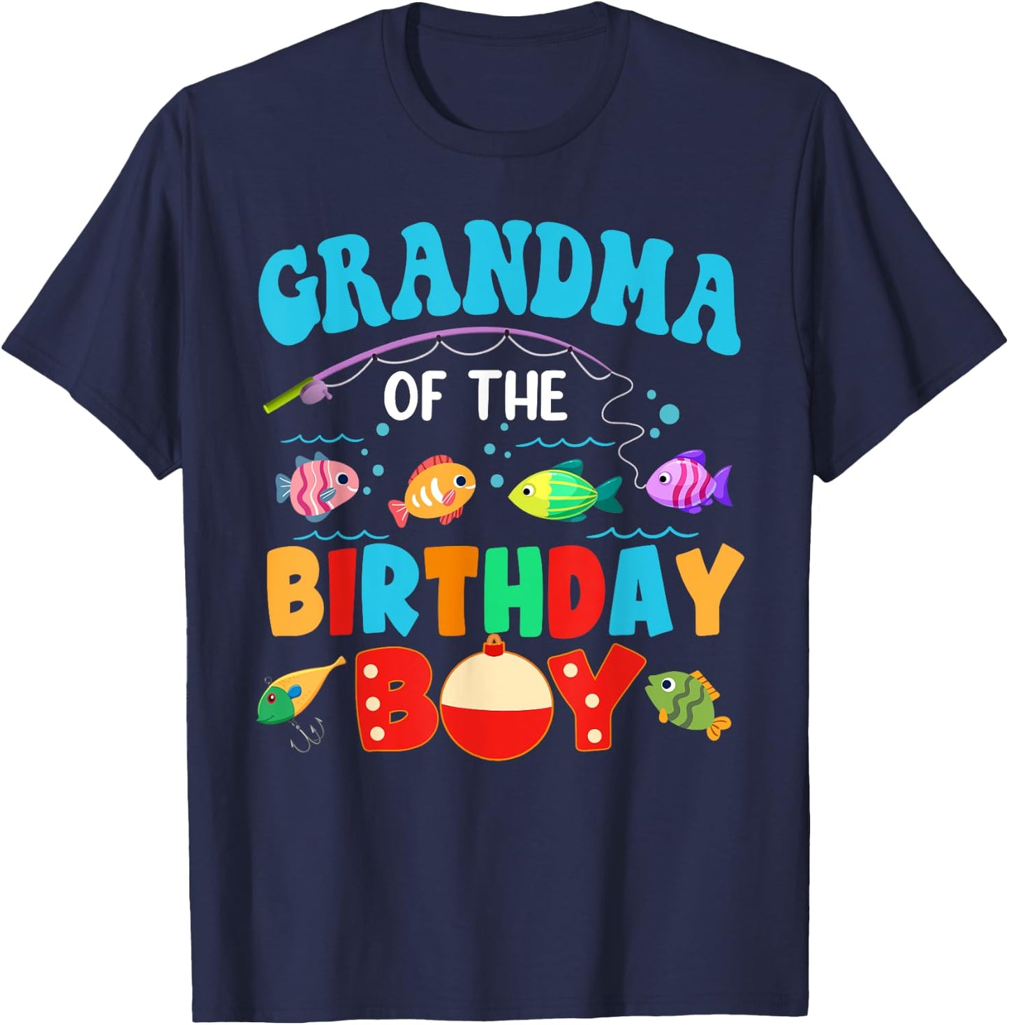 Grandma Of The Birthday Boy Sea Fish Ocean Animals Aquarium T-Shirt - T-Shirt | Navy
