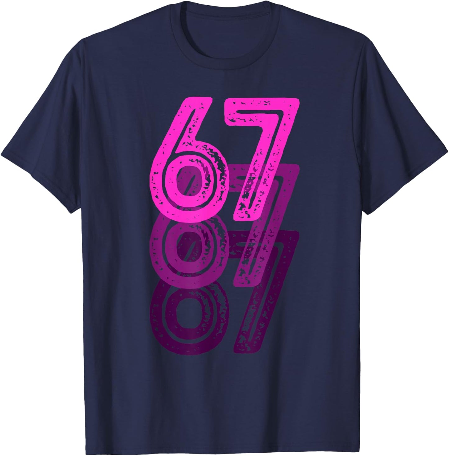 Number 67 Pink Best Classic College Style Birthday Funny T-Shirt - T-Shirt | Navy