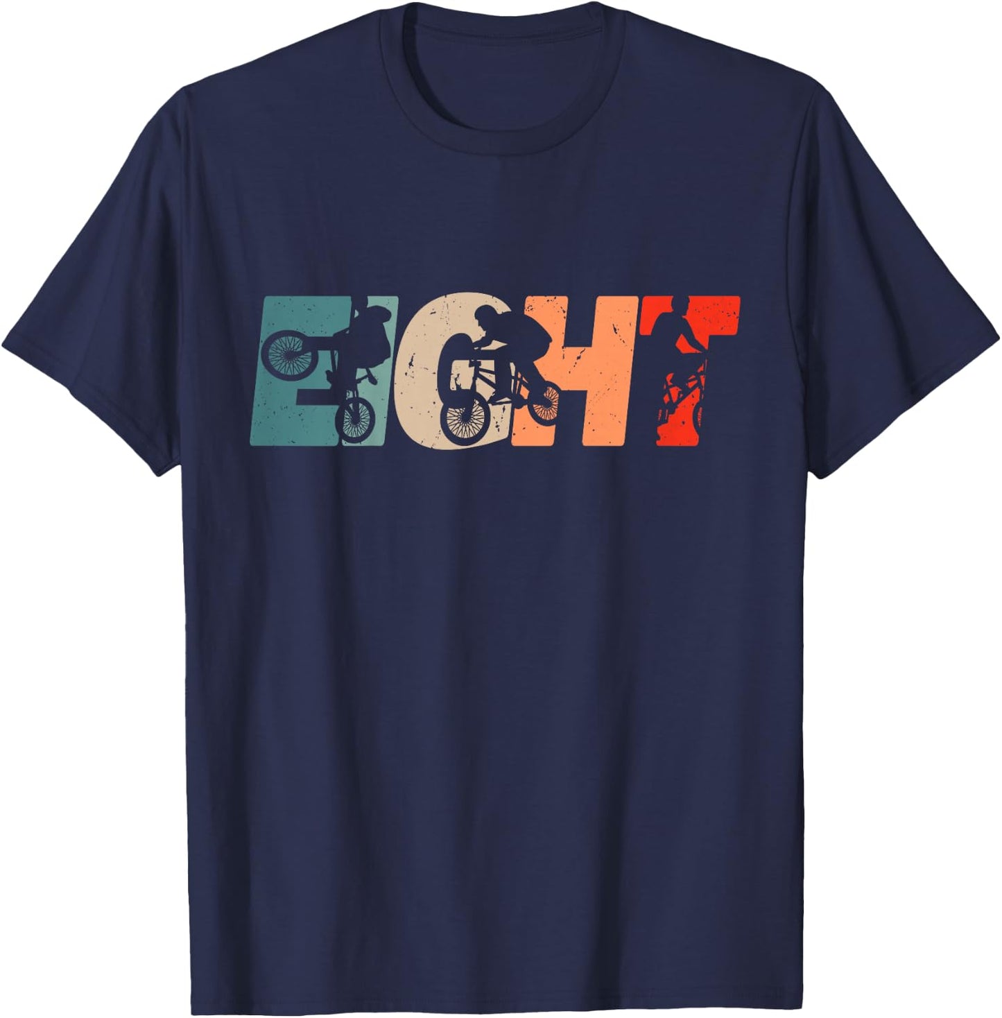8 Year Old BMX Rider Birthday Party Boys Dirt Biking 8th T-Shirt - T-Shirt | Navy