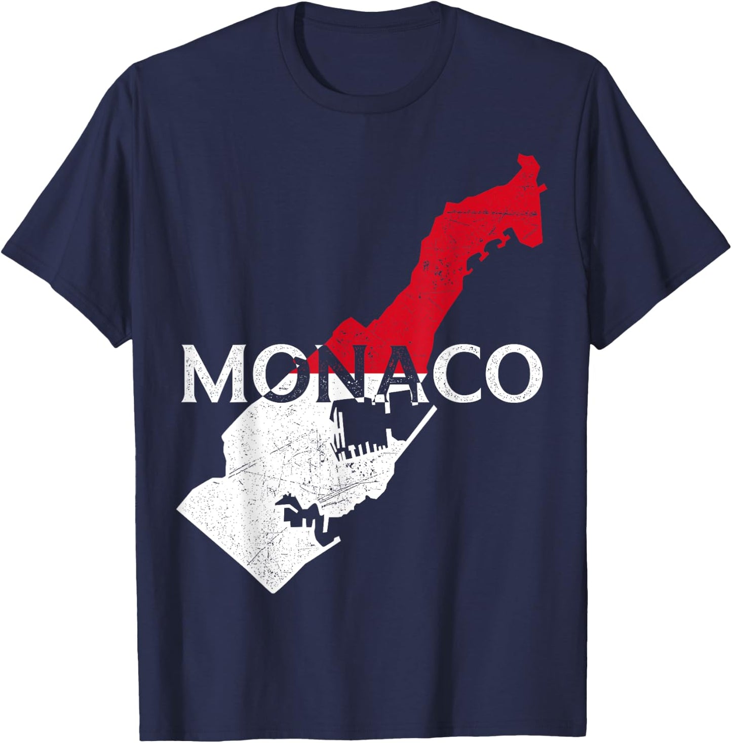 Monaco Country Map Flag Proud Monegasque Patriotic T-Shirt - T-Shirt | Navy