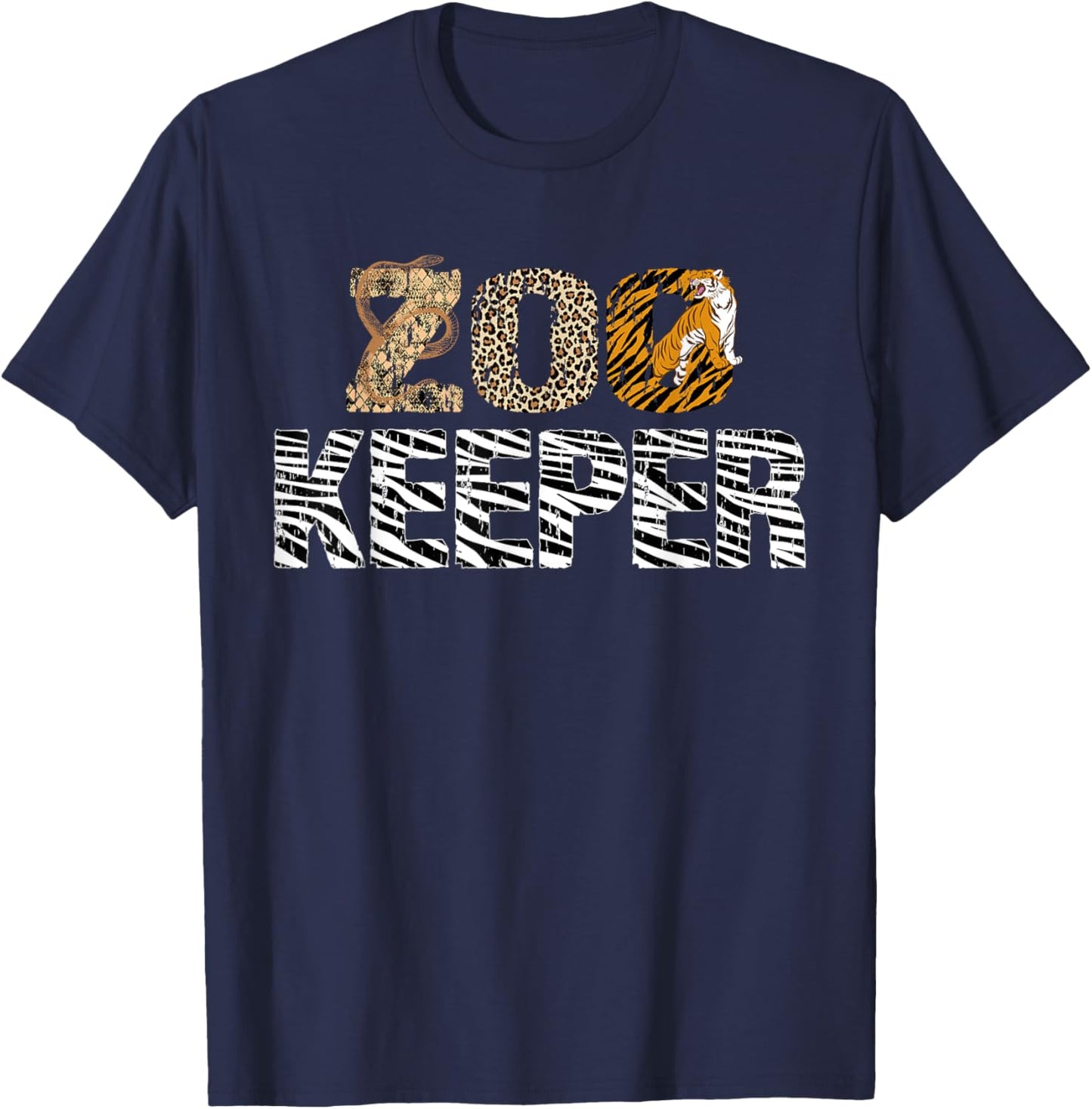 Zookeeper Costume African Animals Zebra Wild Print Savanna T-Shirt - T-Shirt | Navy