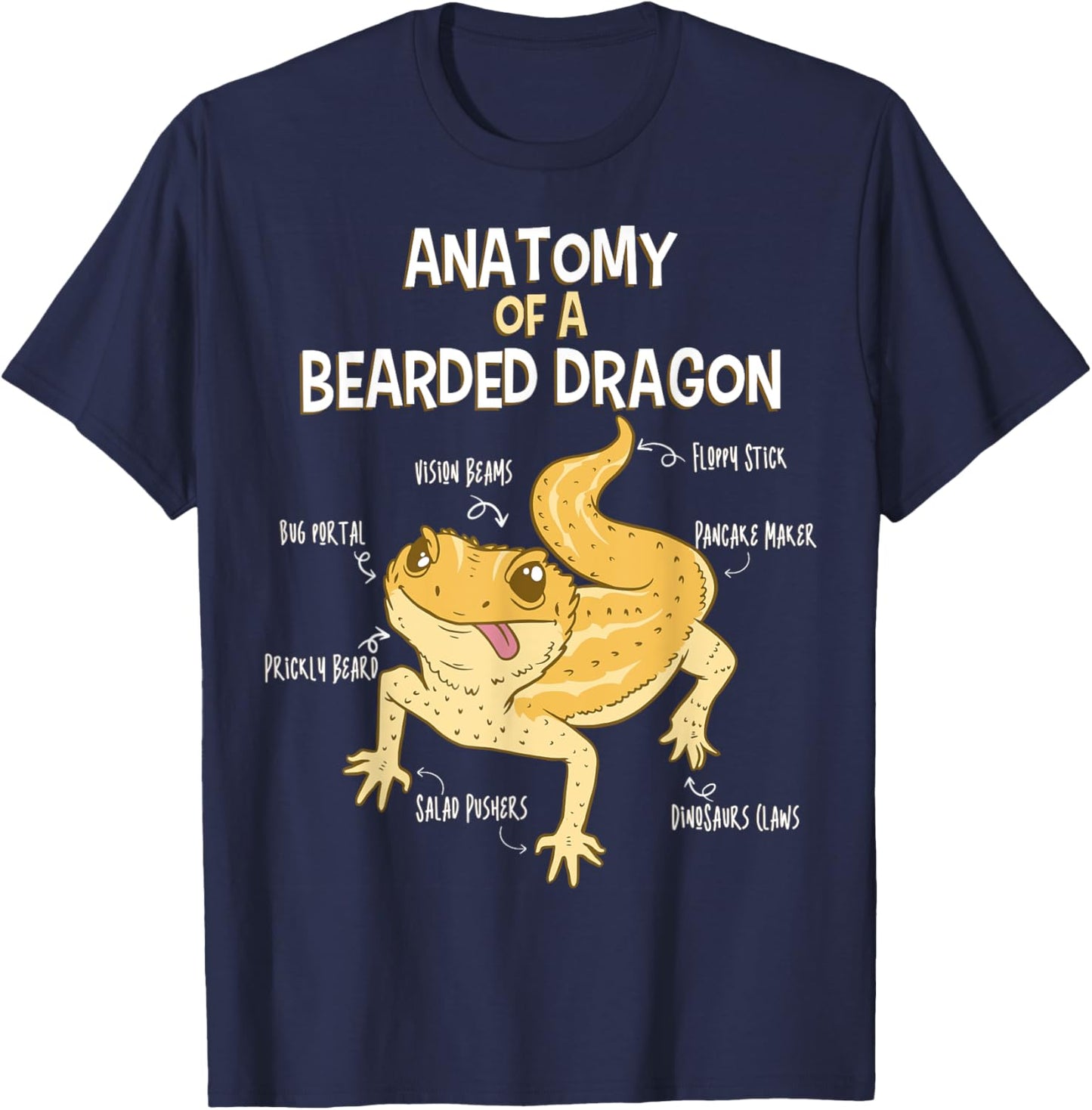 Anatomy Of A Bearded Dragon Lizard Funny Bearded Dragon T-Shirt - T-Shirt | Navy