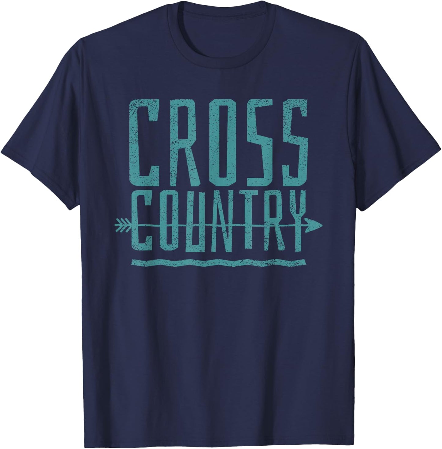 Distressed Cross Country Running graphic T-Shirt - T-Shirt | Navy