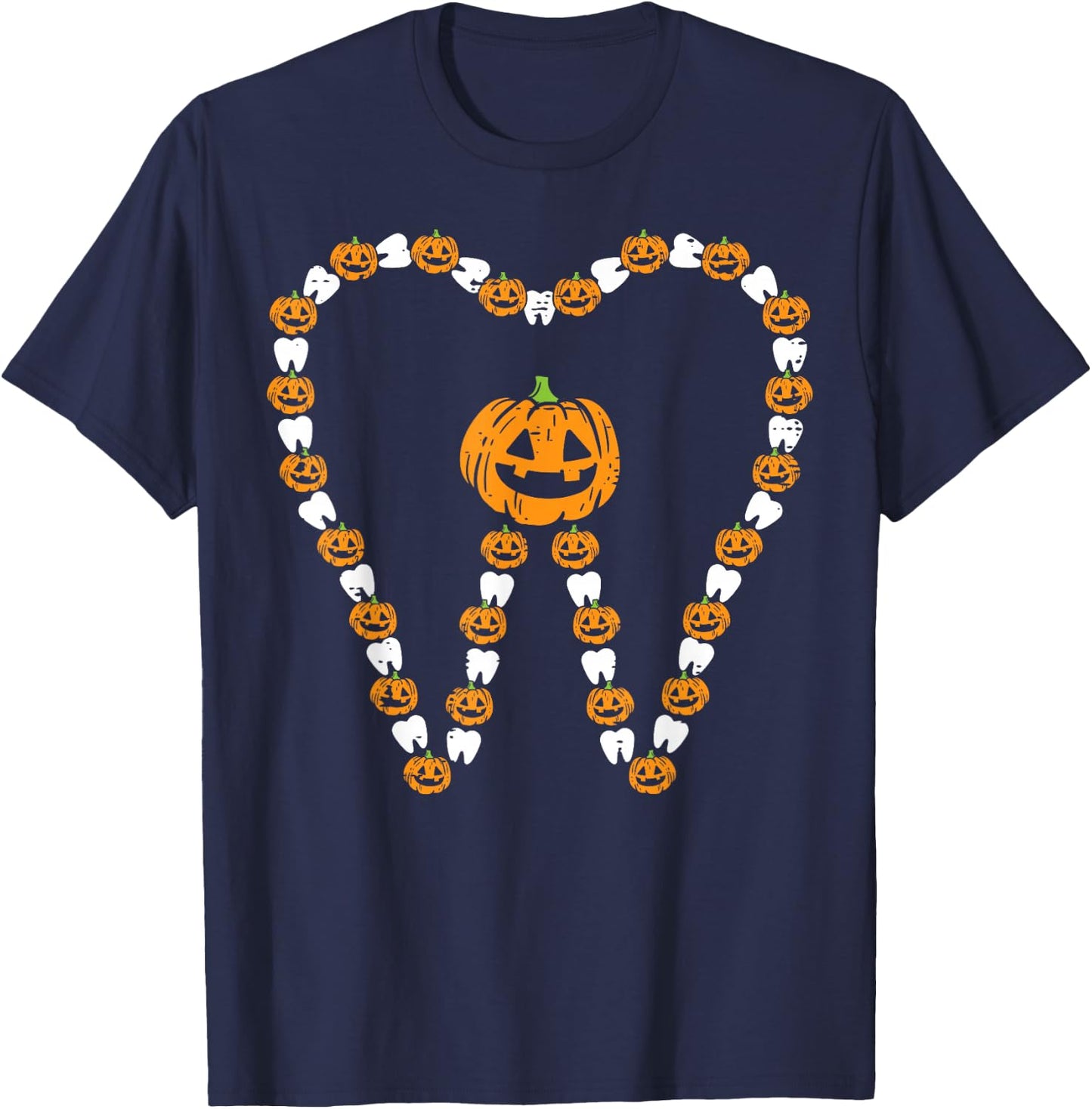 Pumpkin Tooth Halloween Teeth Dental Hygeine Costume Dentist T-Shirt - T-Shirt | Navy