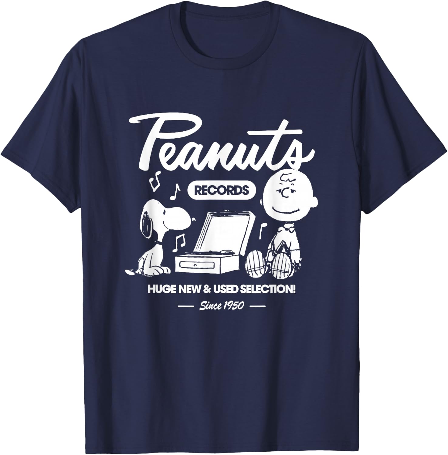 Peanuts - Snoopy Charlie Brown Record T-Shirt - T-Shirt | Navy
