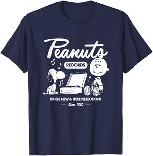 Peanuts - Snoopy Charlie Brown Record T-Shirt - T-Shirt | Navy