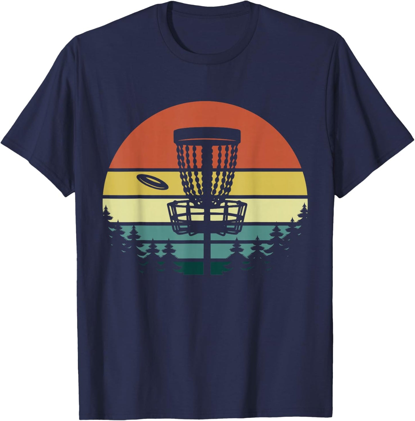 Disc Golf Retro Vintage Sunset T-Shirt - T-Shirt | Navy
