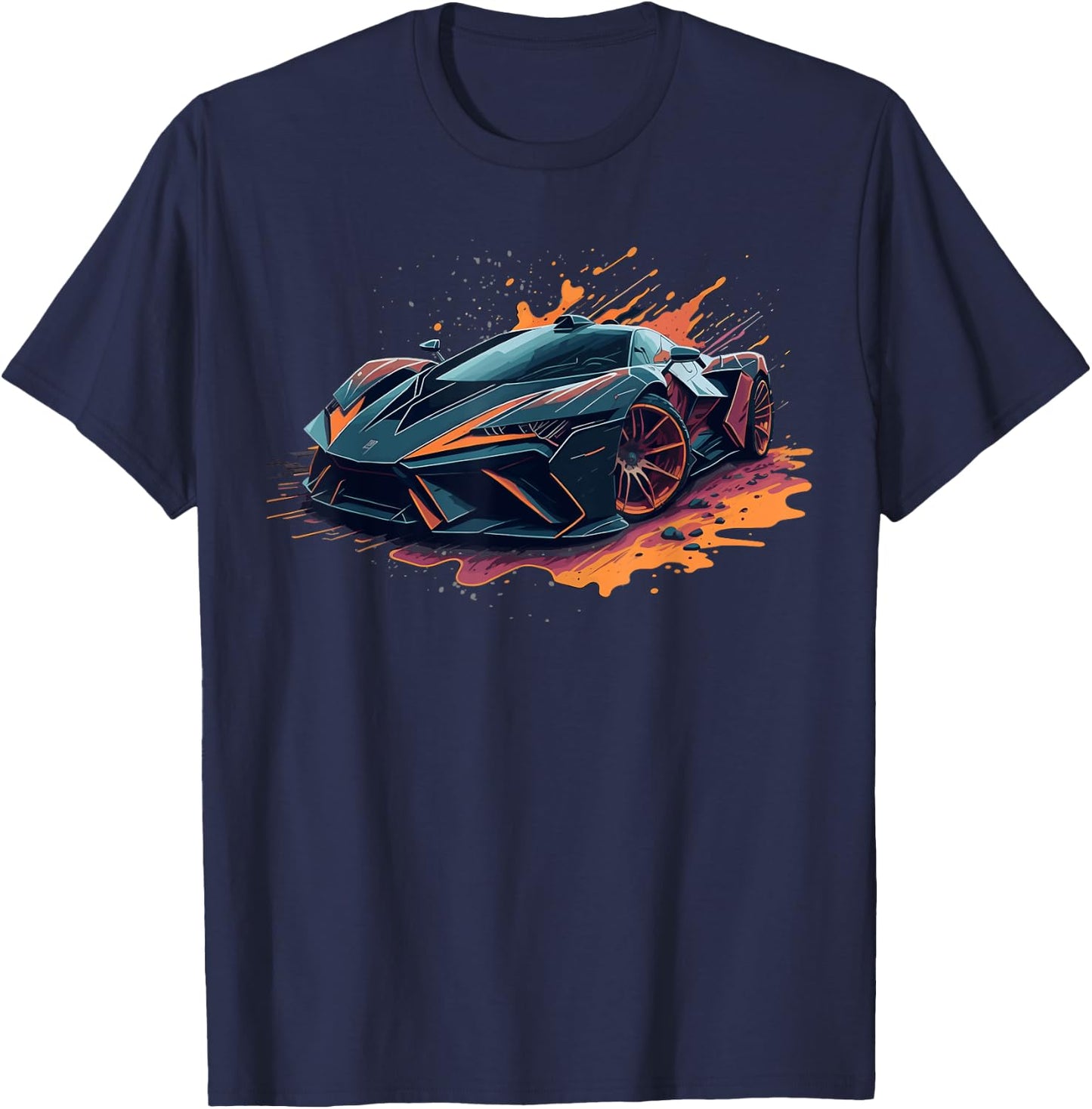 Supercar Exotic Sports Car Concept Poster Style Boys Graphic T-Shirt - T-Shirt | Navy