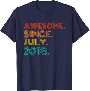 Awesome Since July 2018 Birthday Gifts Vintage Men Women T-Shirt - T-Shirt | Navy