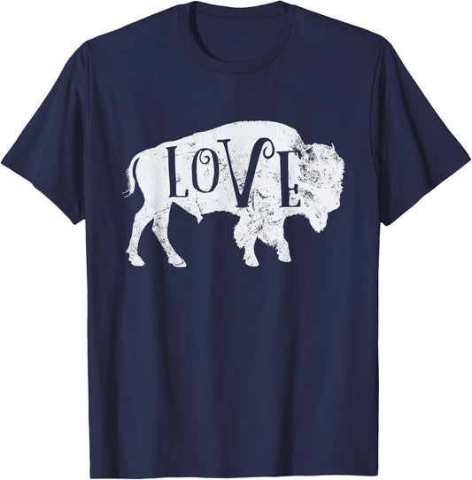 Love American Bison Buffalo Lover Wildlife Outdoor T-Shirt - T-Shirt | Navy