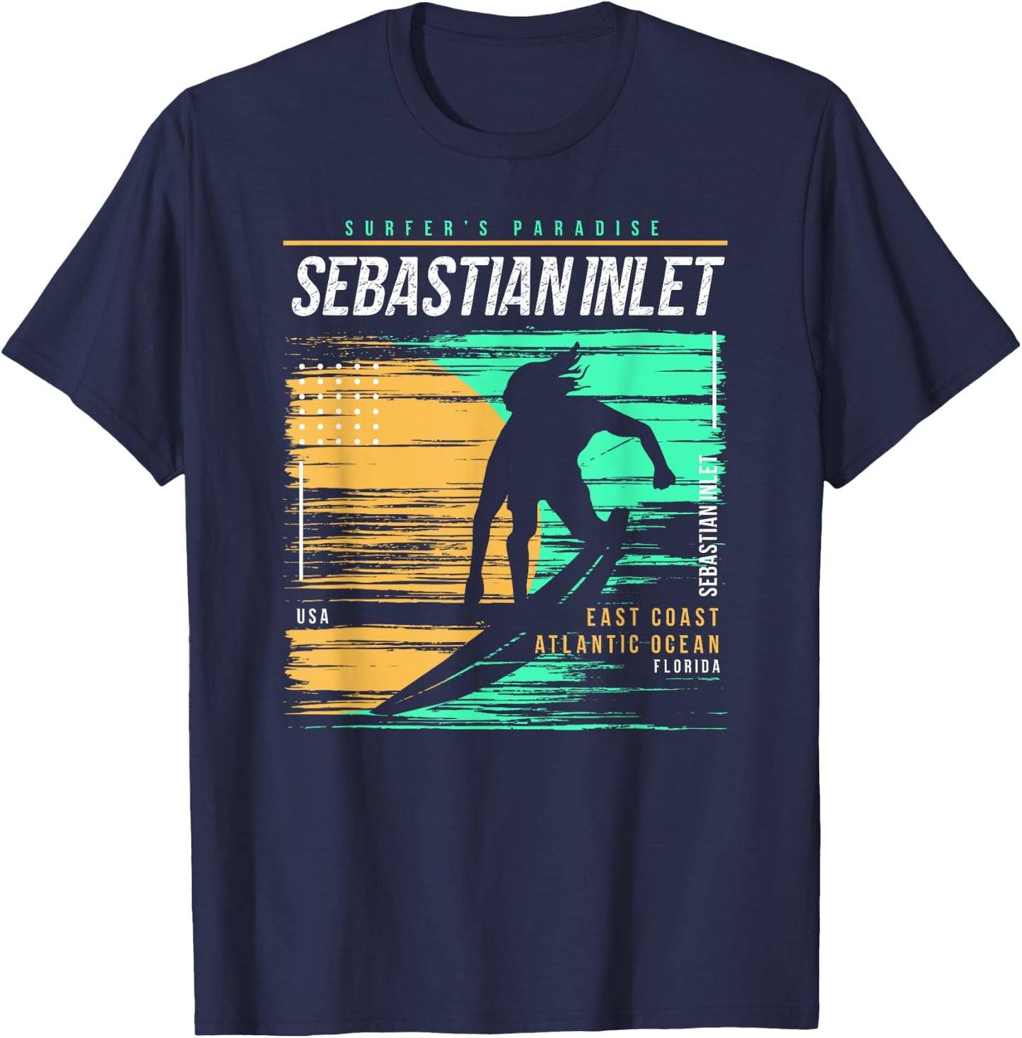 Vintage Surfing Sebastian Inlet Florida Surfers Paradise T-Shirt - T-Shirt | Navy