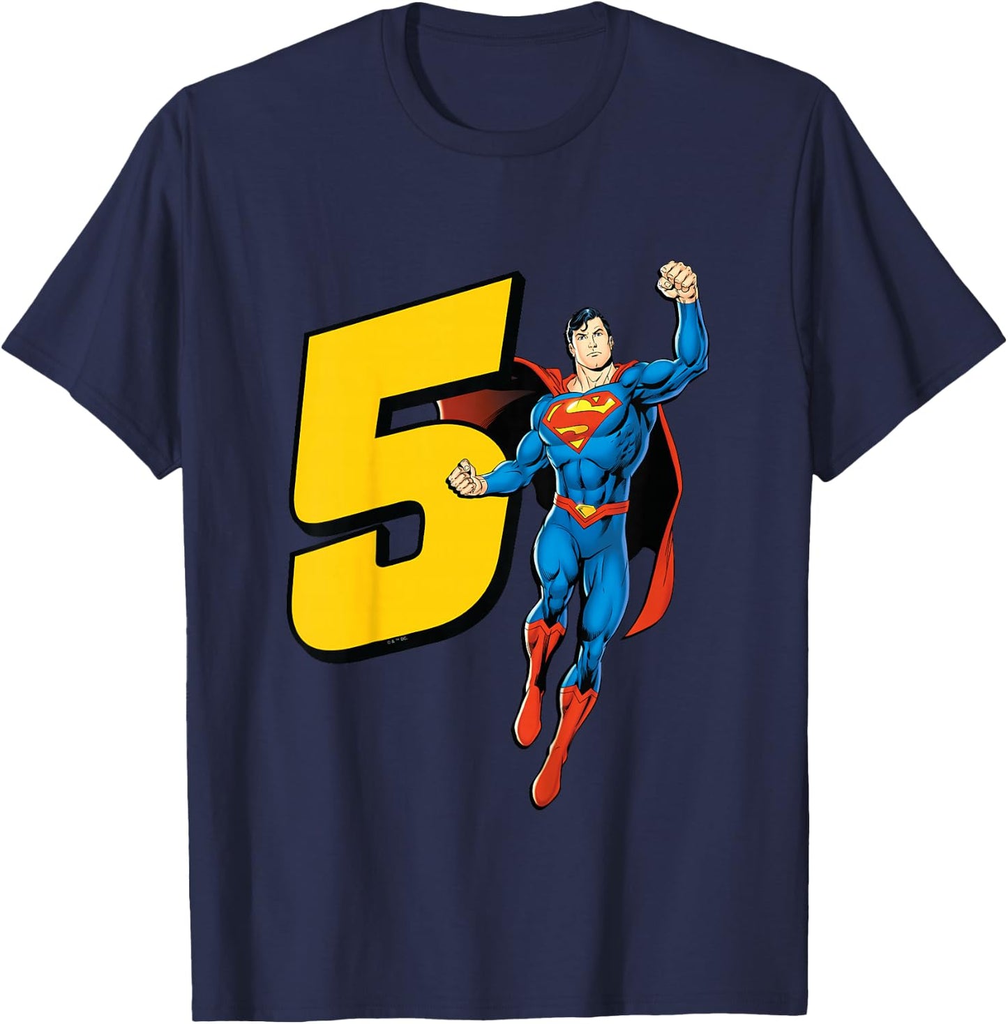 Kids Superman Super Hero 5th Birthday T-Shirt - T-Shirt | Navy