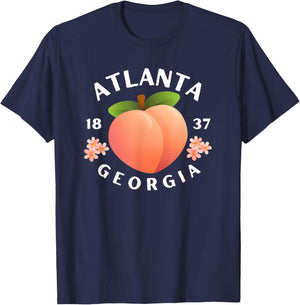 Atlanta Georgia est. 1837 Flowers Peach State T-Shirt - T-Shirt | Navy