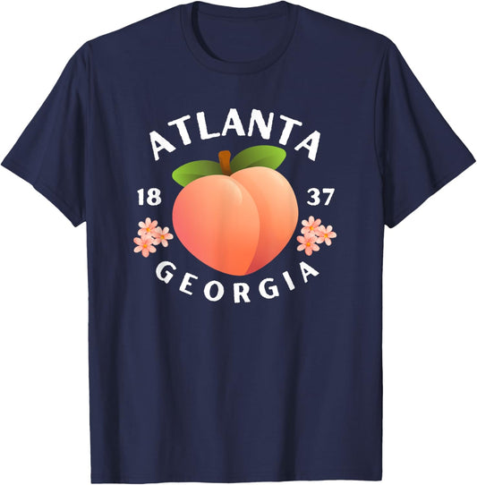 Atlanta Georgia est. 1837 Flowers Peach State T-Shirt - T-Shirt | Navy