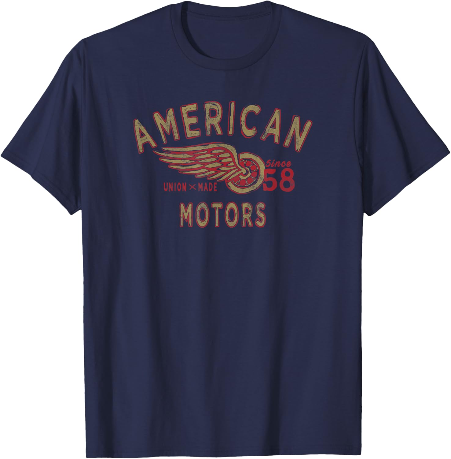 American Motors Union Made Since 58 Winged Wheel Logo T-Shirt - T-Shirt | Navy