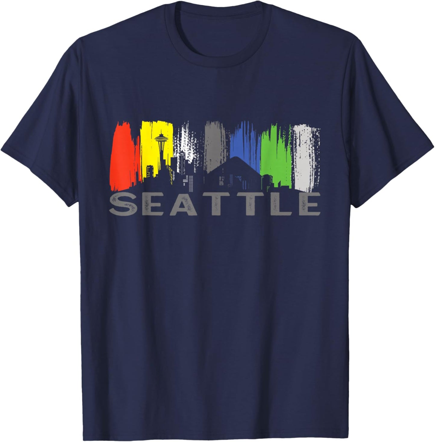 City Classic Seattle Skyline Washington T-Shirt - T-Shirt | Navy