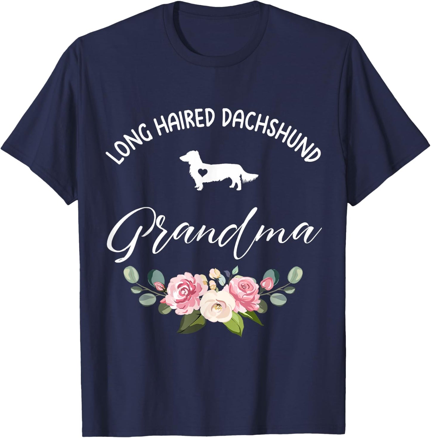 Long Haired Dachshund Dog Grandma Silhouette Mother's Day T-Shirt - T-Shirt | Navy