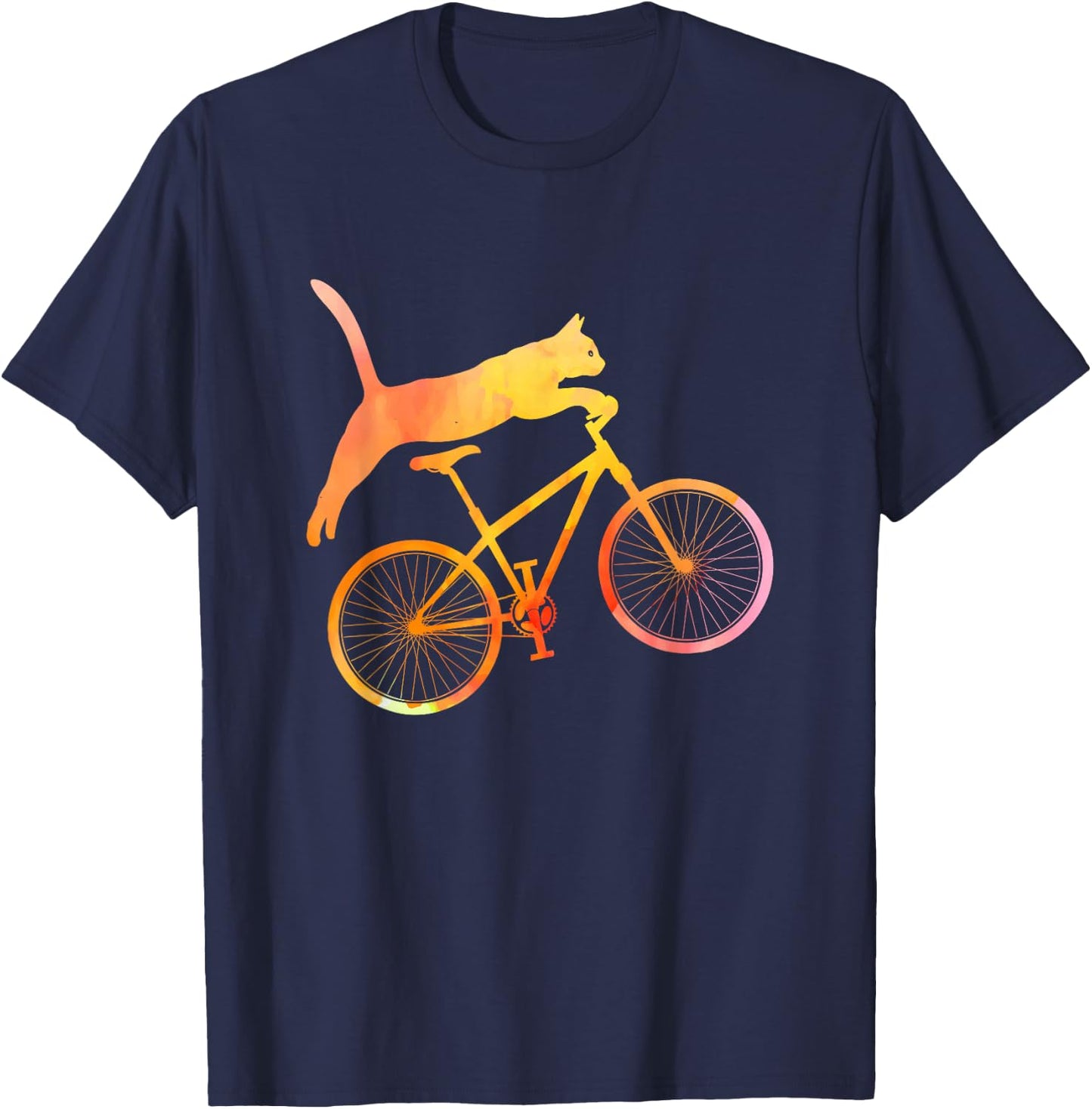 Cat Mountain Biking MTB Mountain Biker Mountainbike Cats T-Shirt - T-Shirt | Navy