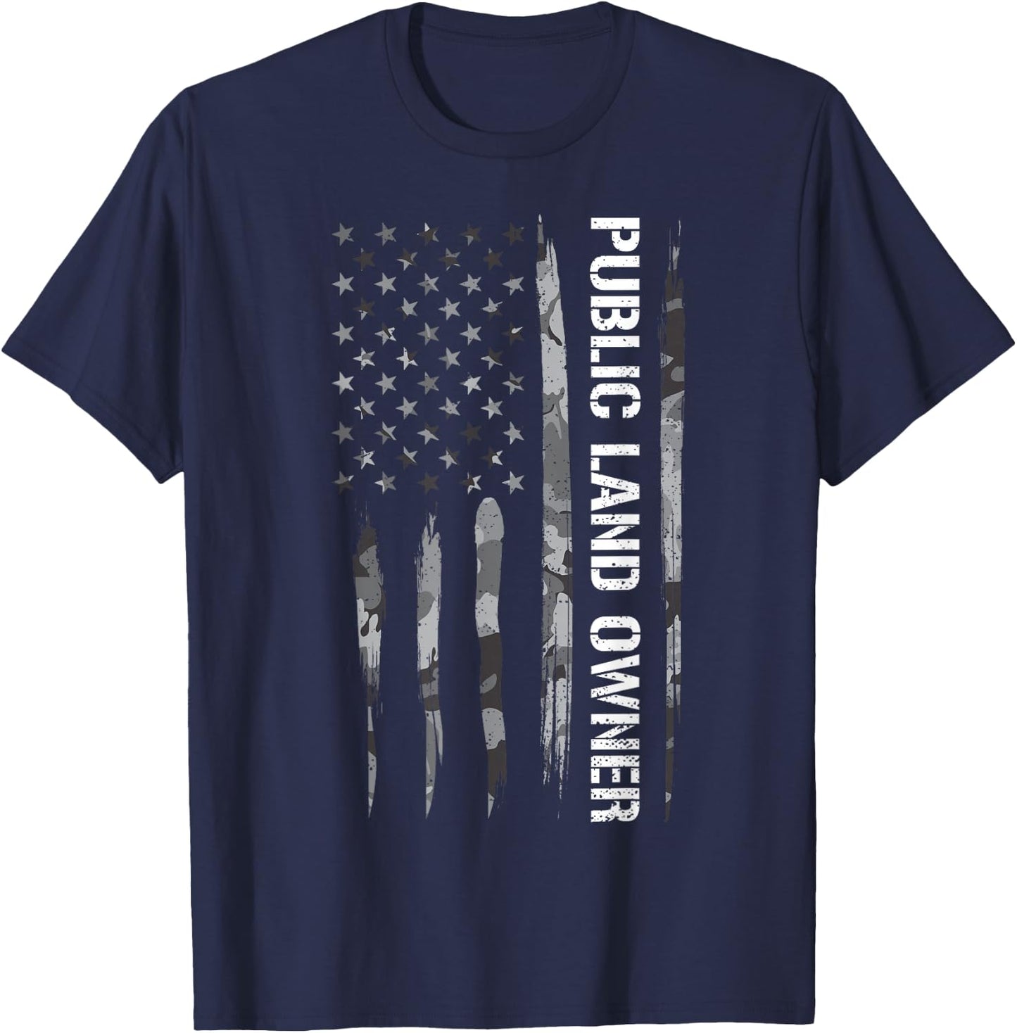 DesignsByJnk5 USA Public Land Owner American Flag - -Adults, -Kids, Black, Small, Short Sleeve T-Shirt - T-Shirt | Navy