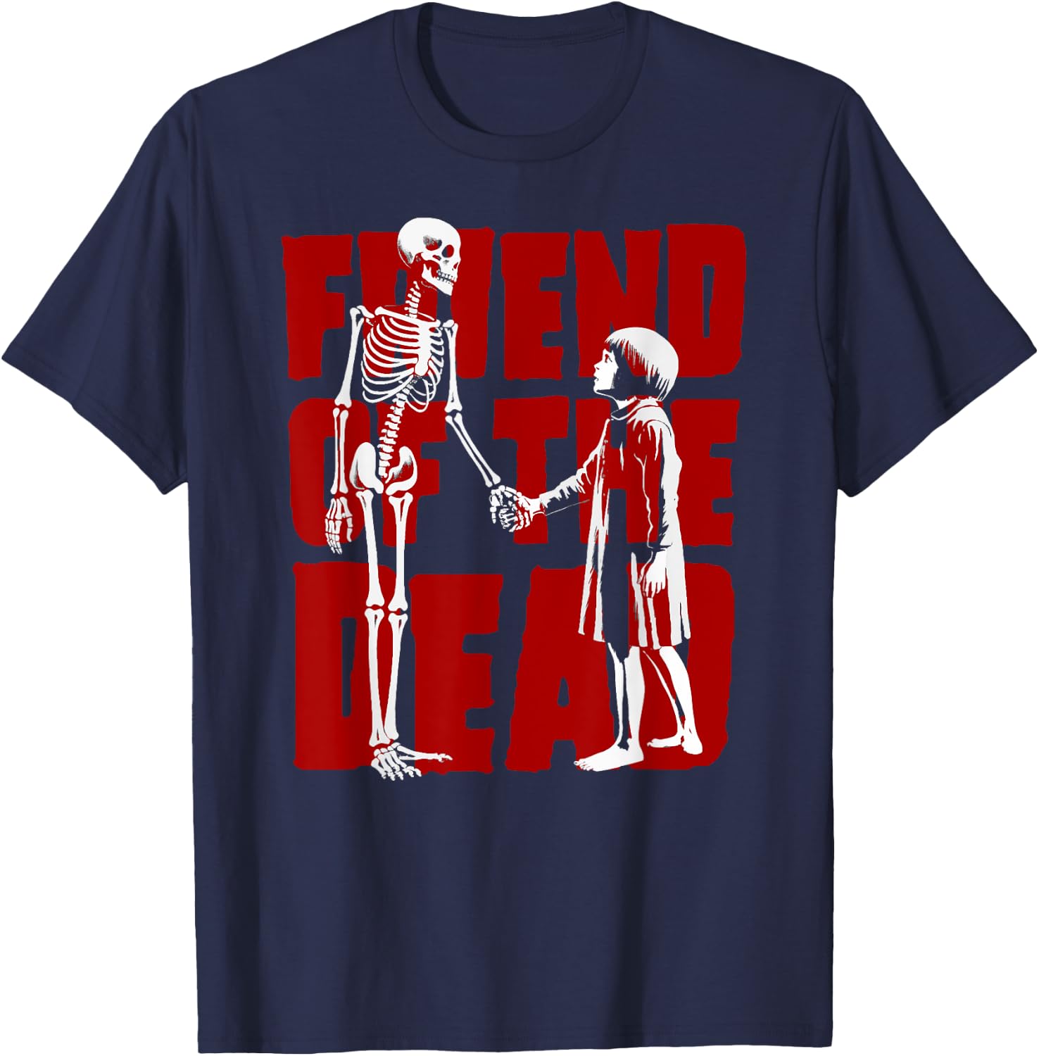 Friend Of The Dead Skeleton And Girl T-Shirt - T-Shirt | Navy