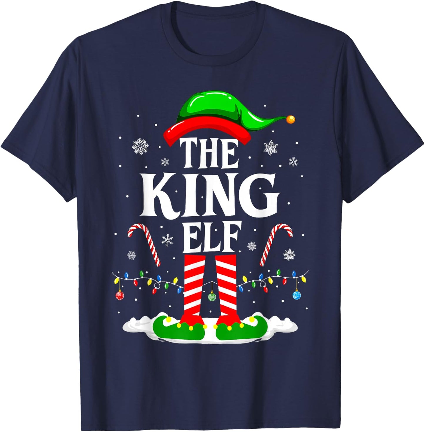 The King Elf Funny Xmas Matching Family Christmas Party T-Shirt - T-Shirt | Navy