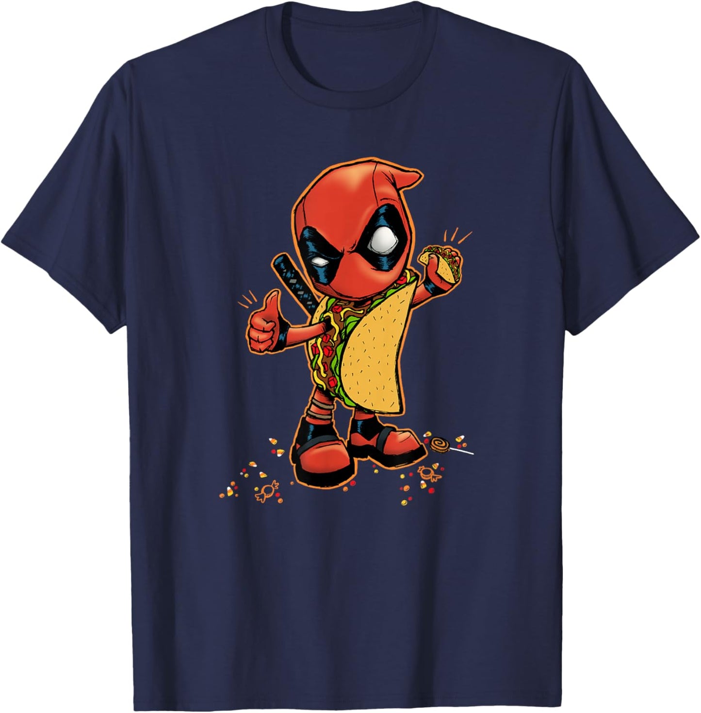 Marvel Comics Retro Classic Halloween Taco Deadpool T-Shirt - T-Shirt | Navy