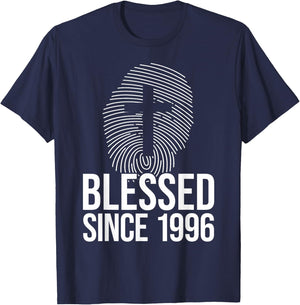 Blessed Since 1996 Born Year Of Birth Birthday - Jesus T-Shirt - T-Shirt | Navy