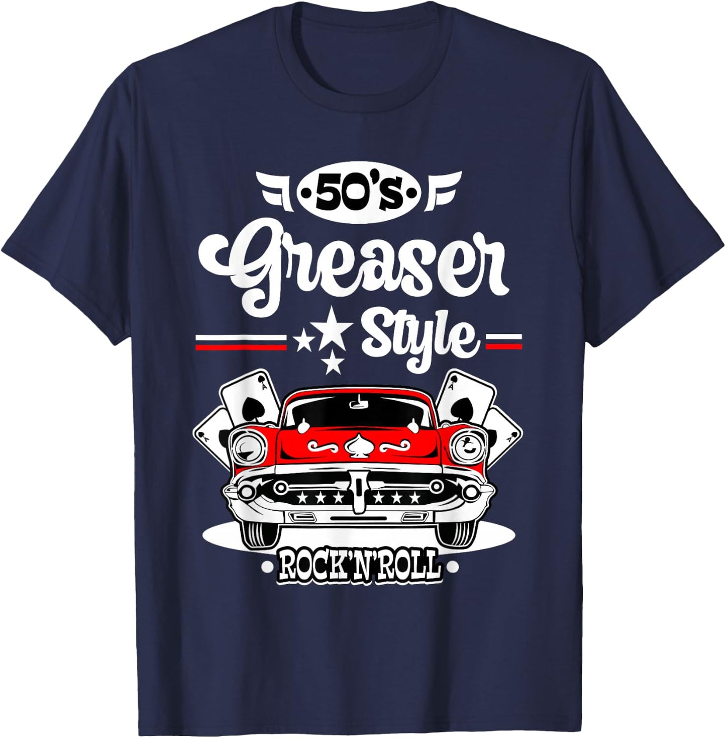 1950s Rockabilly 50s Greaser Sock Hop Costume Rock and Roll T-Shirt - T-Shirt | Navy