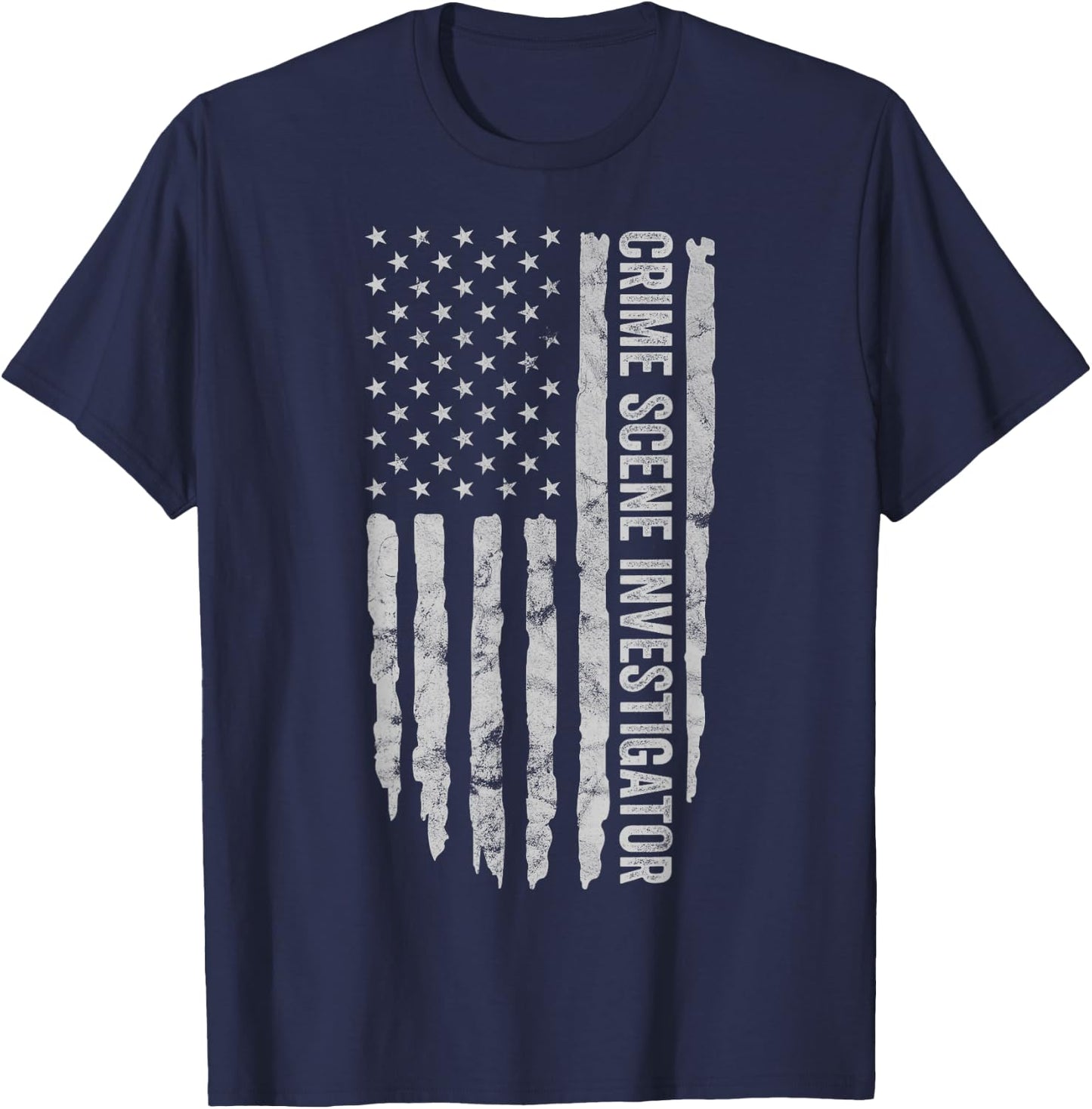 Crime Scene Investigator American Flag CSI Themed T-Shirt - T-Shirt | Navy