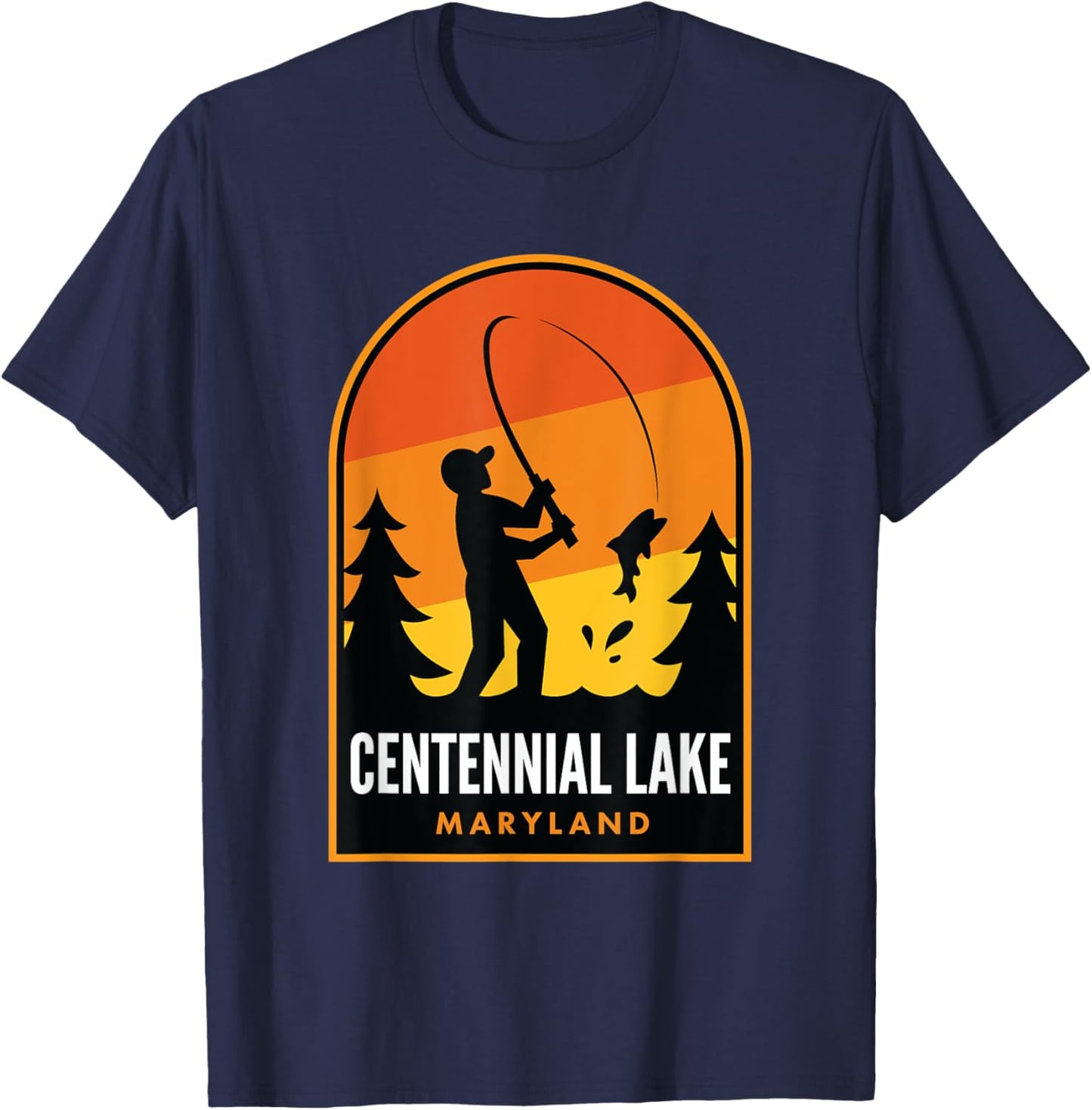 Centennial Lake Maryland Fishing T-Shirt - T-Shirt | Navy