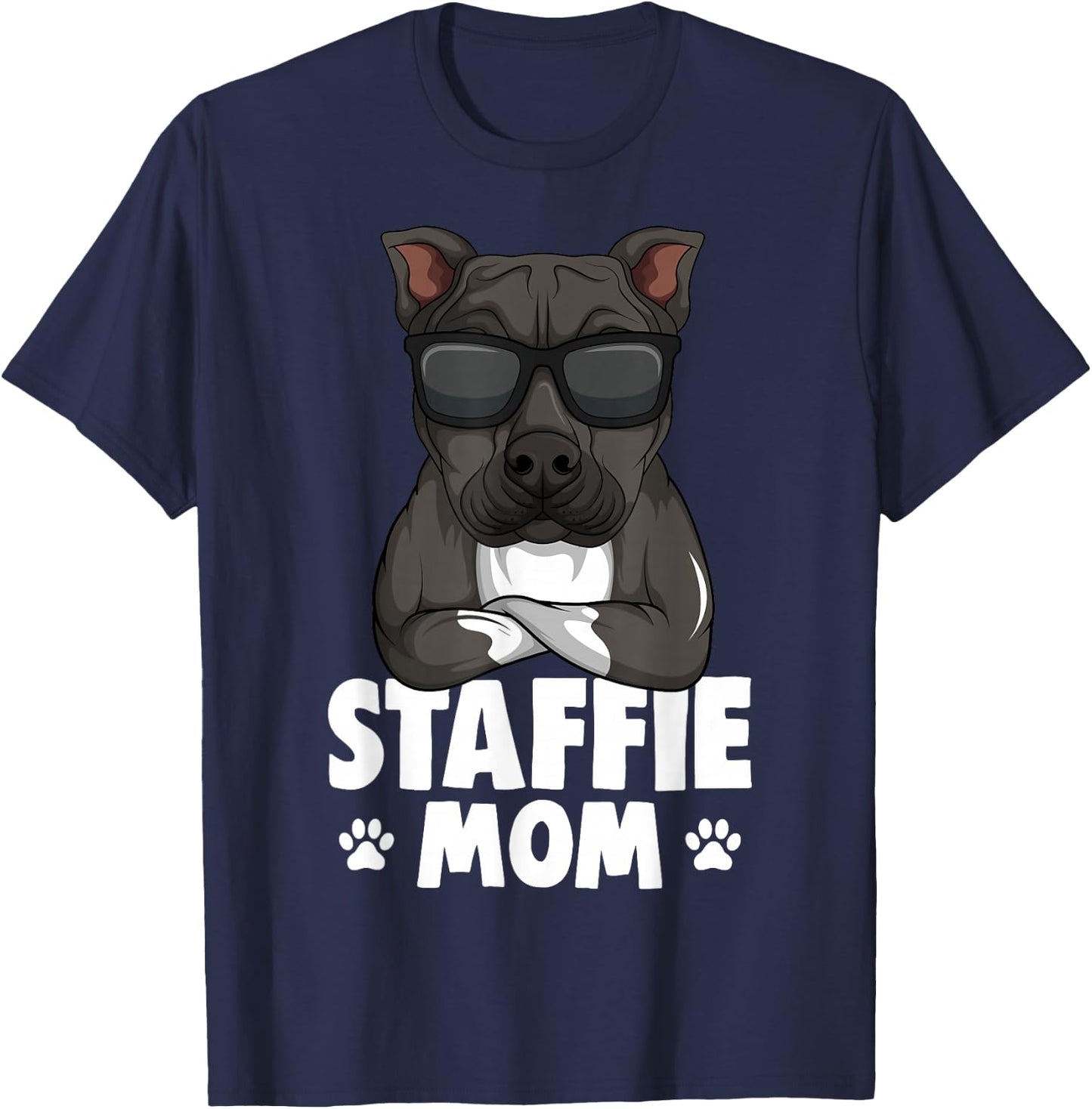Staffordshire Bull Terrier Mom Staffie Dog Women Girls Kids T-Shirt - T-Shirt | Navy