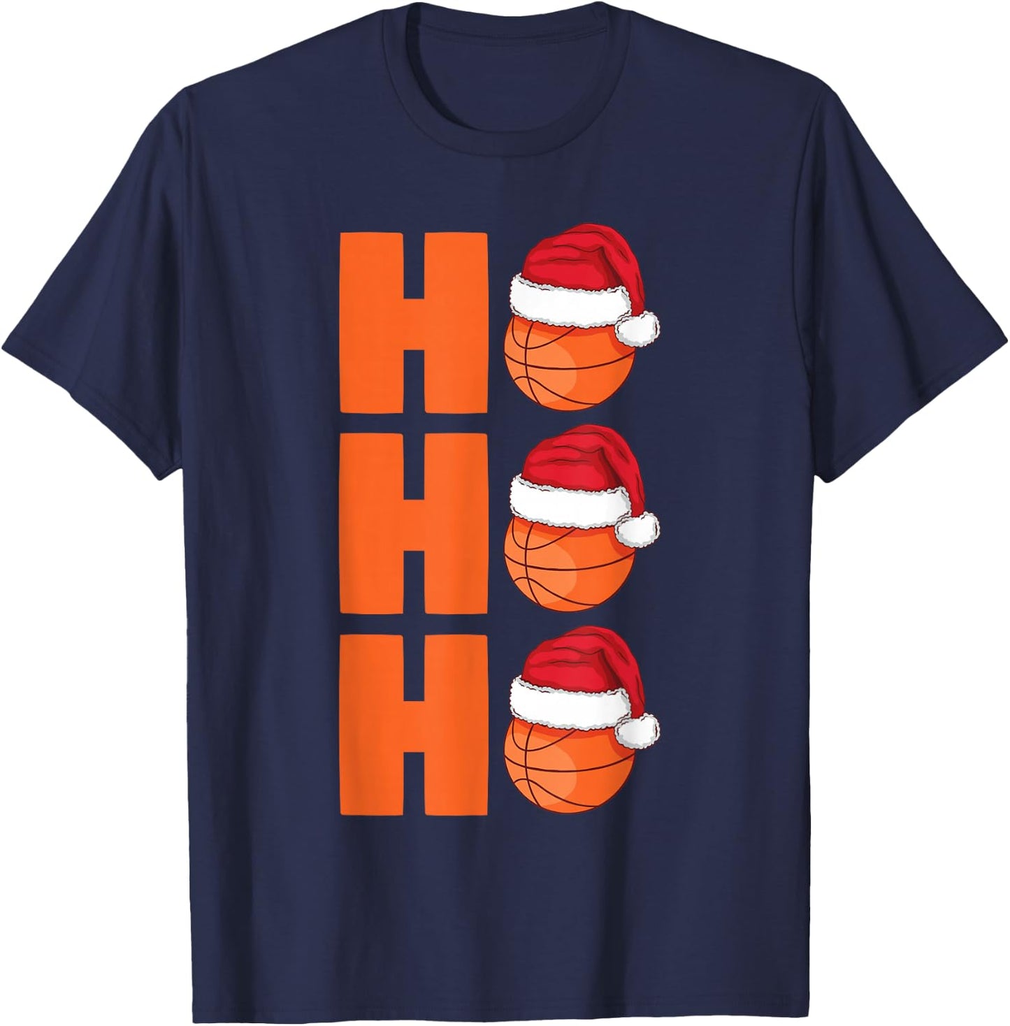 Xmas Santa Claus Basketball Christmas T-Shirt - T-Shirt | Navy