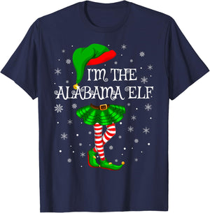 Matching Family Group I'm The Alabama Elf Christmas T-Shirt - T-Shirt | Navy