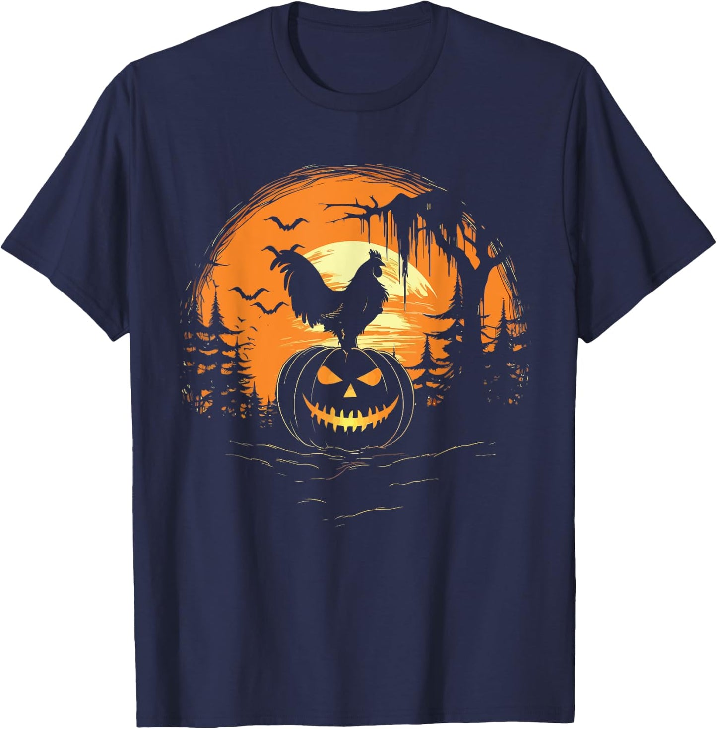 Chicken Halloween Trick Or Treat Chicken Farmer Rooster T-Shirt - T-Shirt | Navy
