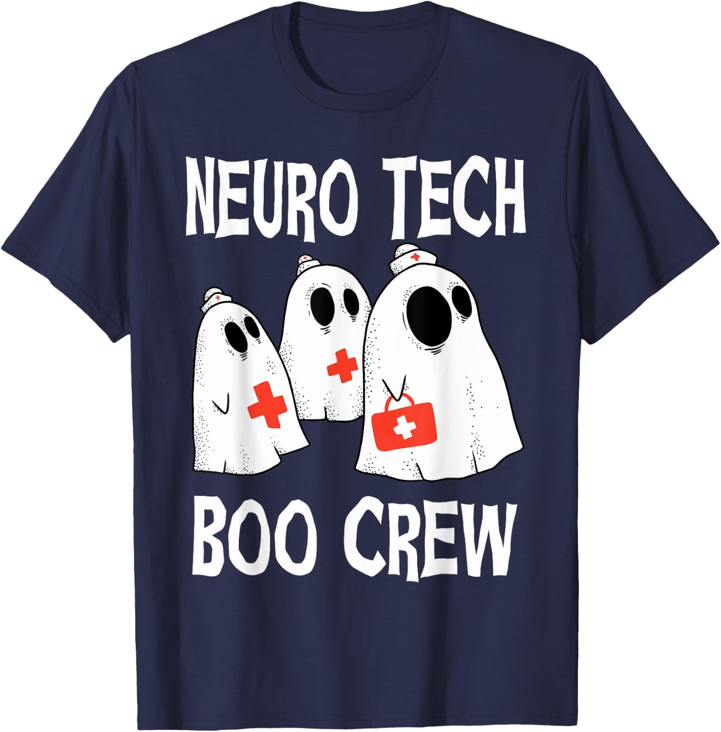 Funny Neuro Tech Boo Crew Neurology Halloween Costume T-Shirt - T-Shirt | Navy