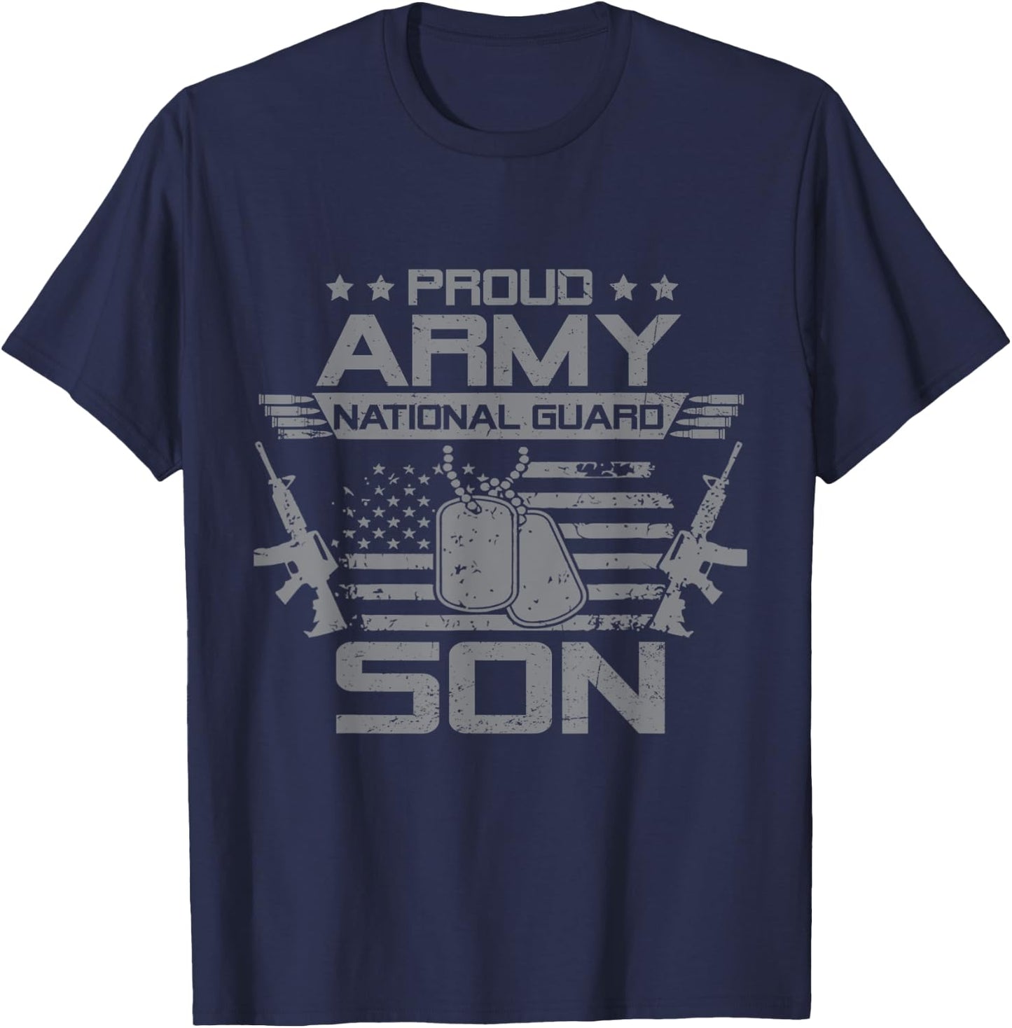 Proud Army National Guard Son Flag USA Military Veteran T-Shirt - T-Shirt | Navy