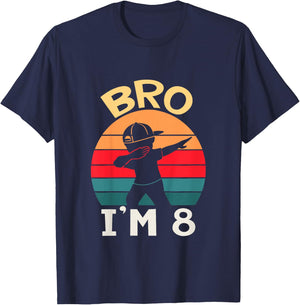 Kids Bro I’m 8 Year Old Eight Eighth Party 8th Birthday Boy T-Shirt - T-Shirt | Navy