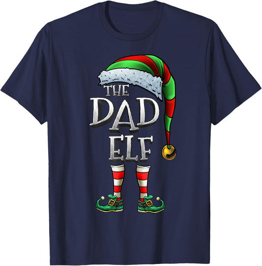 The Dad Elf Shirt Matching Family Dad Christmas Elf T-Shirt - T-Shirt | Navy