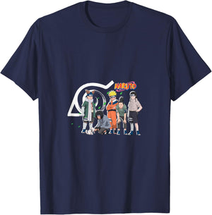 Naruto Characters & Konoha Emblem T-Shirt - T-Shirt | Navy