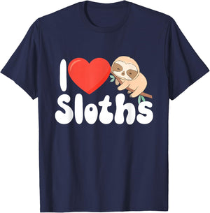 I Love Sloths - Wildlife Animal Lover Zookeeper Zoologist T-Shirt - T-Shirt | Navy